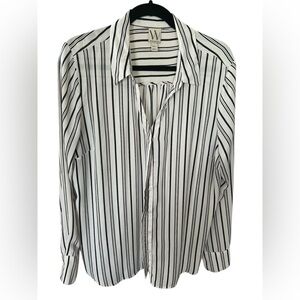 Worthington White and Black Striped Blouse